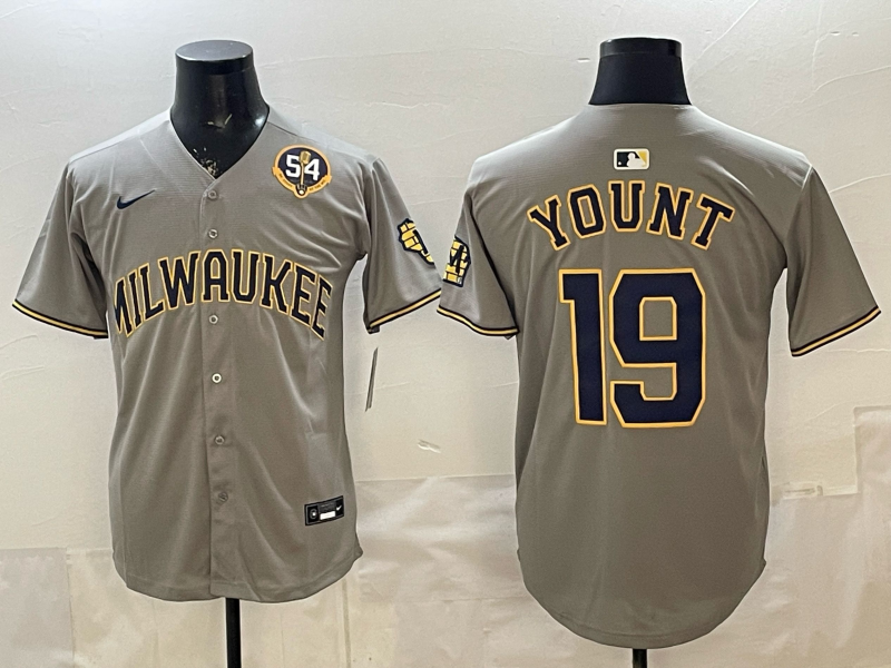 Men 2026 Milwaukee Brewers #19 Yount grey Game Nike MLB Jersey 0401001
